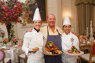 Chefs Susan Morrison, Mario Batali, and Cristela Comerford at the state dinner preview (Photo: NurPhoto/Getty Images)
